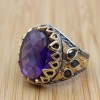 Men's Handmade Ring, Yemeni Ring, Amethyst Ring, Turkish Handmade Silver Men Ring, Ottoman Men Ring, Gift for Him, 925k Sterling Silver Ring