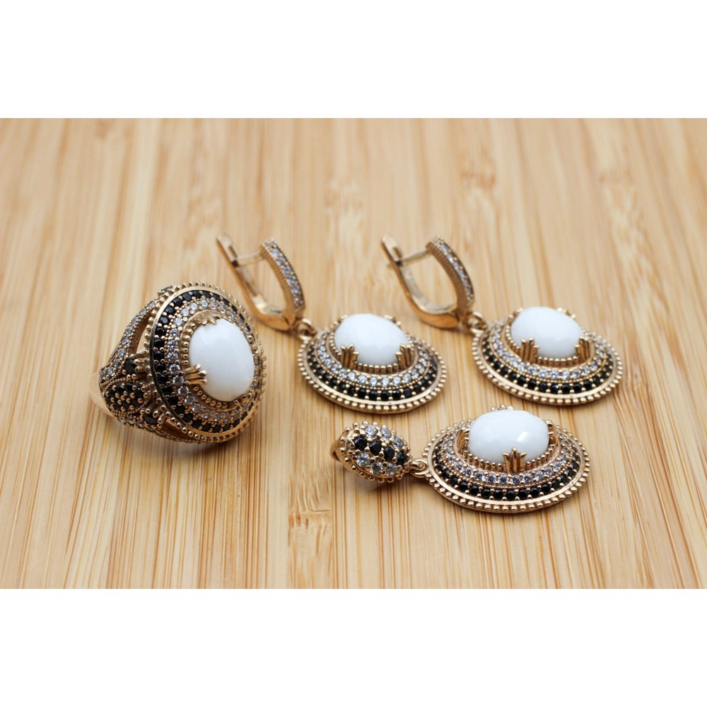 Agate Set, Authentic Set, Handmade Women Set, Turkish Handmade, Ladies Jewelry Set, Earring, Ladies Set, 925k Sterling Silver, Jewelry,