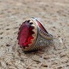 Ruby Mens Ring, Handmade Ring, Turkish Handmade Silver Men Ring, Ottoman Men Ring, Men's Jewelry, Gift for Him, 925k Sterling Silver Ring
