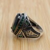 Emerald Men's Ring, Ottoman Men's Ring, Handmade Men's Ring, Turkish Handmade Men's Ring, Men's Jewelry, Gift for Him, 925 Sterling Silver