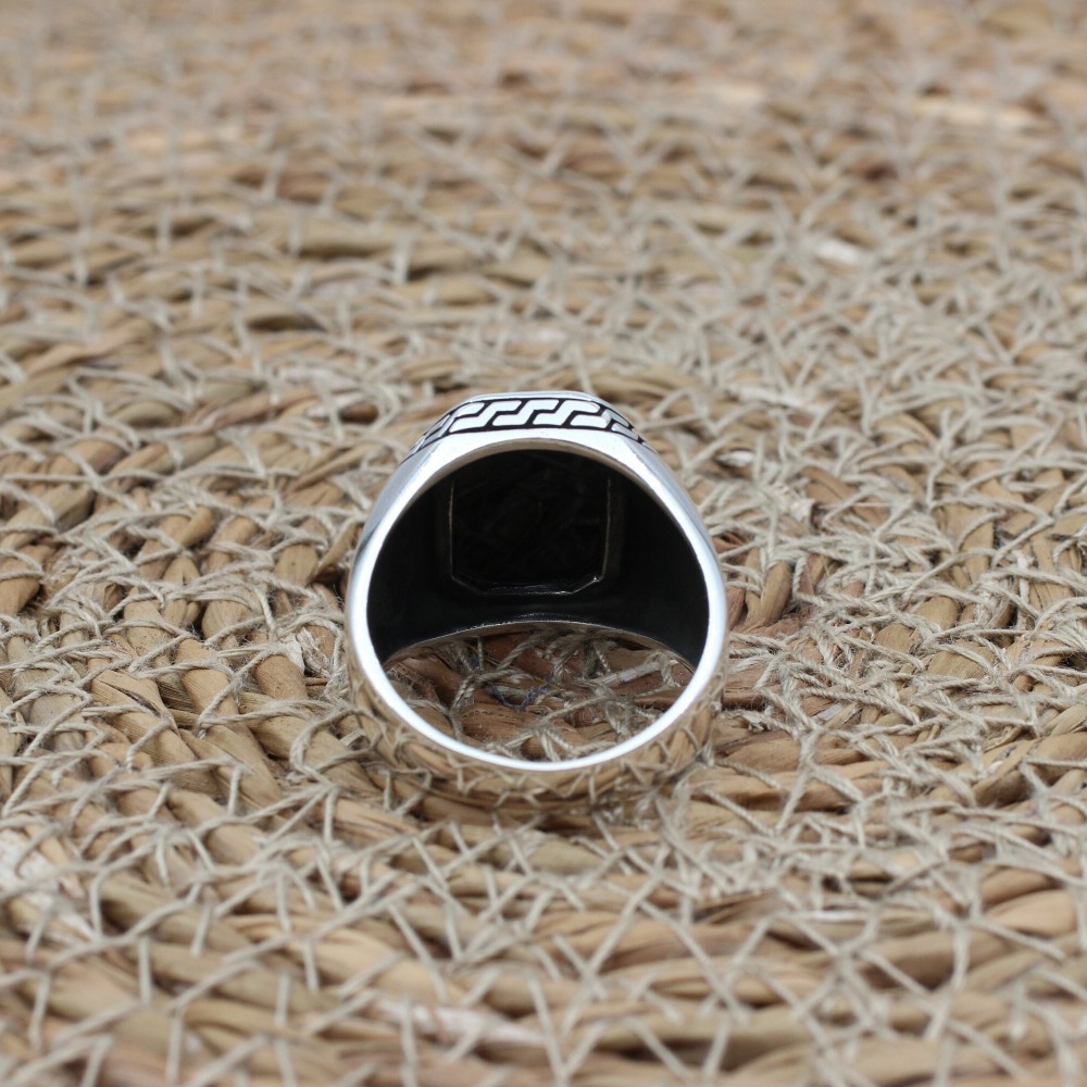 Handmade Silver Men's Ring, Onyx Men's Ring, Turkish Handmade Men's Ring, Men's Ring, Ottoman Mens Ring, Gift for Him, 925k Sterling Silver,