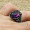Men's Handmade Ring, Turkish Handmade Men's Ring, Ottoman Men's Ring, Tourmaline Men's Ring, Men's Ring, Gift for Him, 925k Sterling Silver