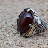 Agate Men's Ring, Ottoman Men's Ring, Handmade Men's Ring, Turkish Ring, Oval Stone Ring, Men's Jewelry, Gift for Him, 925 Sterling Silver