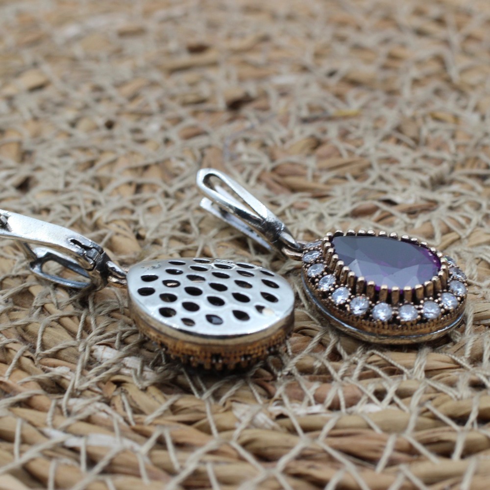 Amethyst Set, Authentic Set, Handmade Set Women, Turkish Handmade, Ladies Jewelry Set, Earring, Pendant, Ladies Set, 925k Sterling Silver