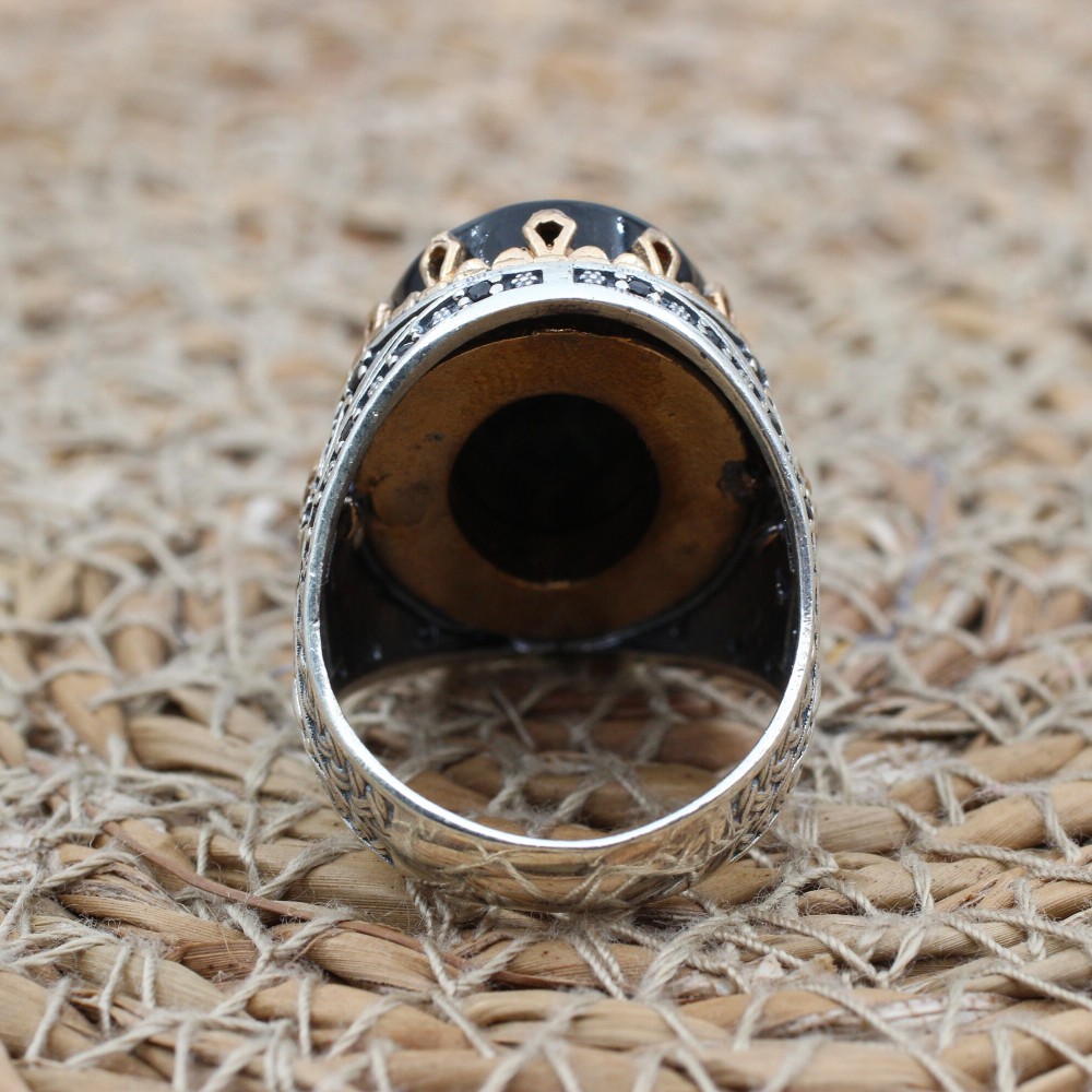 Handmade Silver Men's Ring, Onyx Men's Ring, Turkish Handmade Men's Ring, Men's Ring, Ottoman Mens Ring, Gift for Him, 925 Sterling Silver