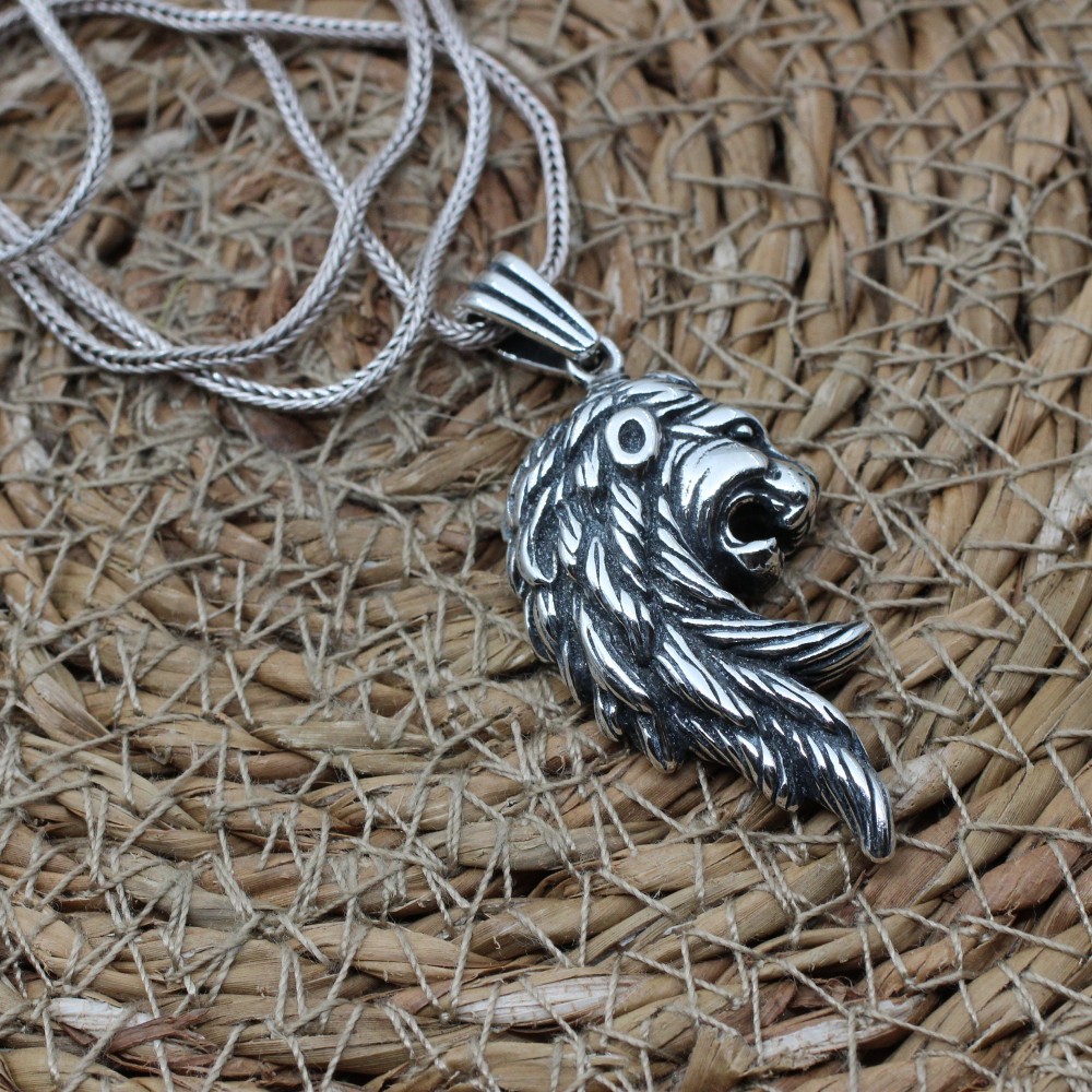Men's Necklace, Mens Pendant, Lion King Pendant, Turkish Handmade Lion Necklace, Mens Jewelry, Gift for Him, 925 Sterling Silver, Pendant