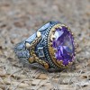 Amethyst Men's Ring, Mens Handmade Ring, Turkish Handmade Silver Men Ring, Ottoman Men Ring, Men Jewelry, Gift for Him, 925k Sterling Silver