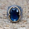 Turkish Handmade Silver Men Ring, Mens Handmade Ring, Ottoman Ring, Sapphire Ring, Men's Jewelry, Gift for Him, 925k Sterling Silver Ring