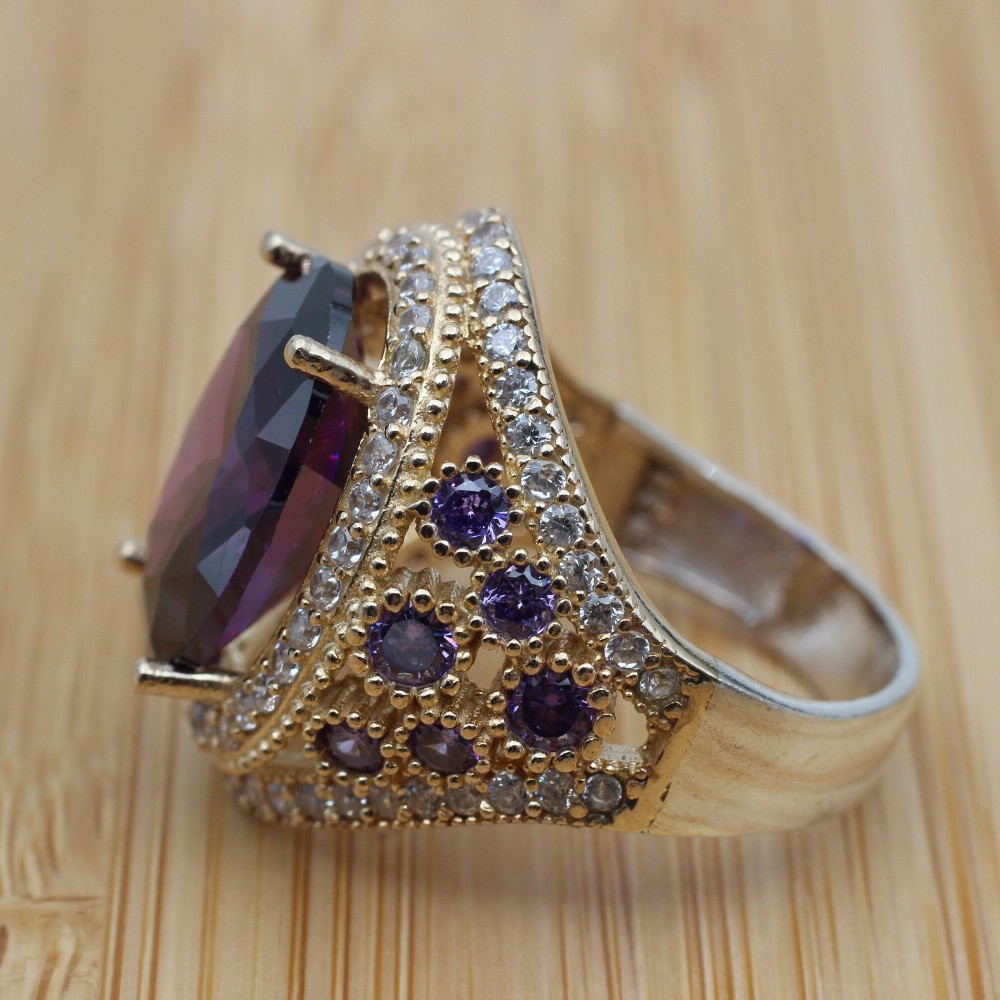 Amethyst Ring, Handmade Women's Ring, Turkish Handmade, Silver Ladies Ring, Ottoman Ring, Authentic, Ladies Ring, 925k Sterling Silver Ring,