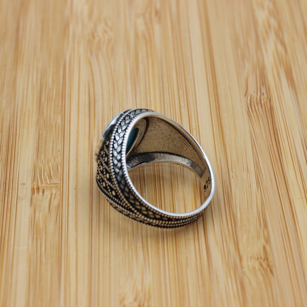 Turkish Handmade Silver Men's Ring, Men's Handmade Ring, Men's Ring, Turquoise Men's Ring, Ottoman Ring, Gift for Him, 925k Sterling Silver, Turkish Handmade Silver Men's Ring, Men's Handmade Ring, Men's Ring, Turquoise Men's Ring, Ottoman Ring, Gift for Him, 925k Sterling Silver,