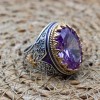 Amethyst Men's Ring, Mens Handmade Ring, Turkish Handmade Silver Men Ring, Ottoman Men Ring, Men Jewelry, Gift for Him, 925k Sterling Silver