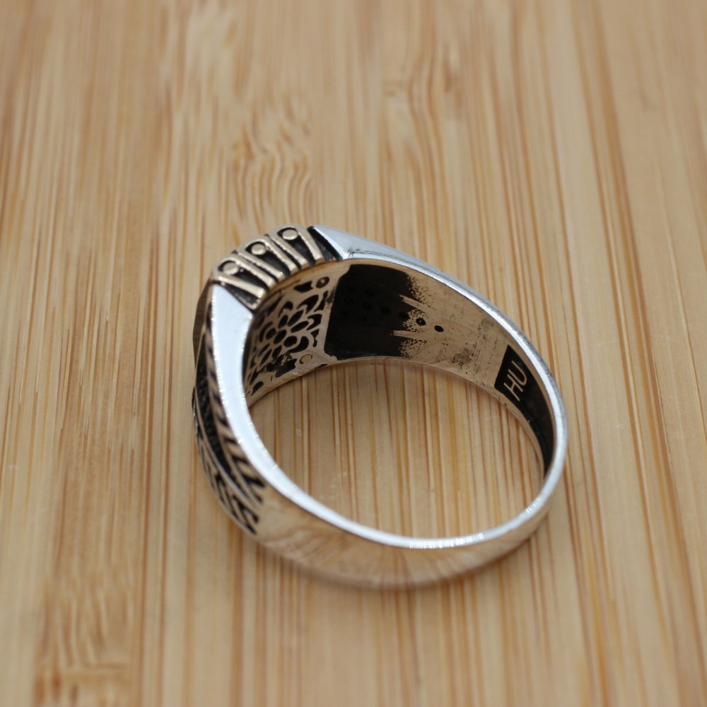 Onyx Ring, Men's Ring, Turkish Handmade Ring, Silver Men's Ring, Ottoman Men's Ring, Men's Jewelry, Gift for Him, 925k Sterling Silver Ring,