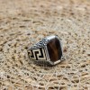 Tiger Eye Men's Ring, Ottoman Men's Ring, Handmade Men's Ring, Turkish Handmade Men's Ring, Men's Jewelry, Gift for Him, 925 Sterling Silver