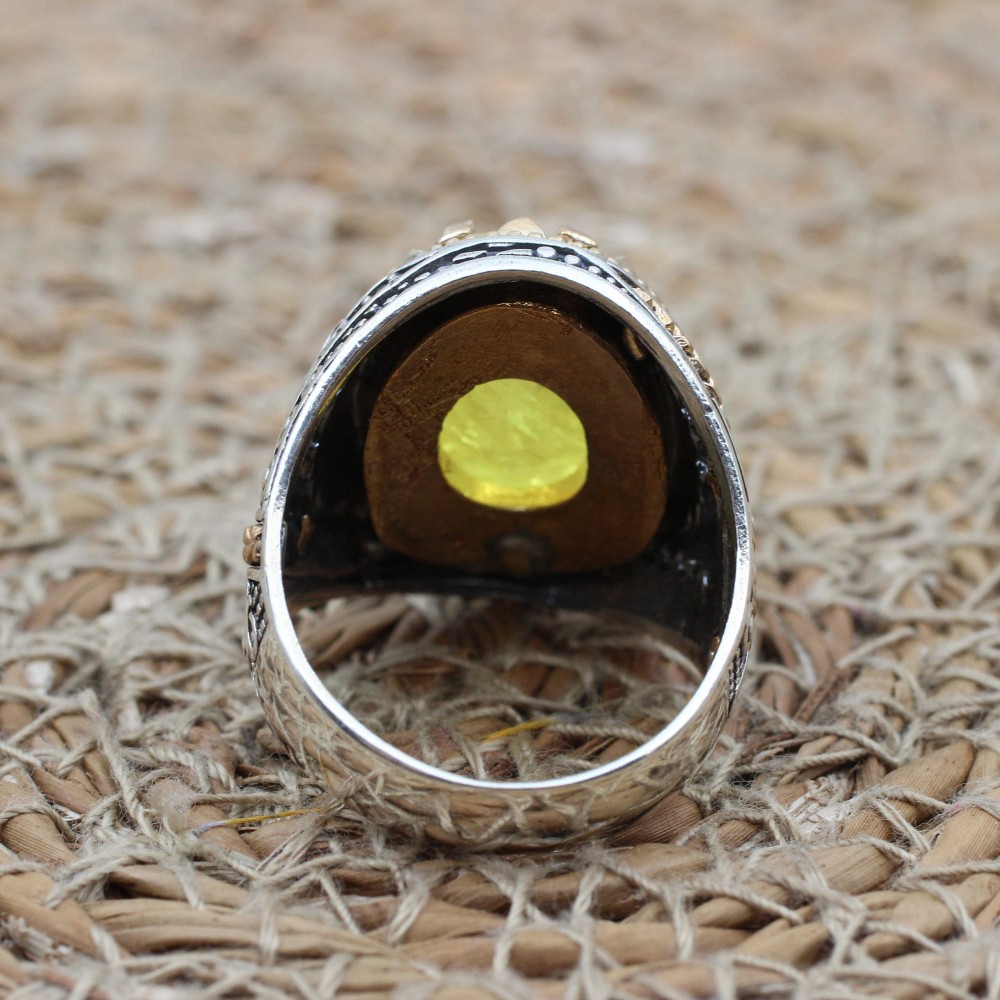 Paraiba Men's Ring, Handmade Men's Ring, Turkish Handmade Silver Men's Ring, Ottoman Ring, Men's Jewelry, Gift for Him, 925k Sterling Silver