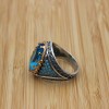 Mens Handmade Ring, Turkish Handmade Silver Men Ring, Ottoman Ring, Aquamarine Ring, Men's Jewelry, Gift for Him, 925k Sterling Silver Ring