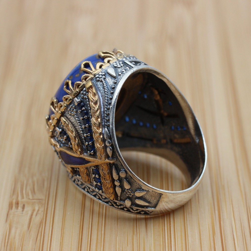 Mens Handmade Ring, Turkish Handmade Silver Men Ring, Ottoman Men Ring, Quartz Ring, Men's Jewelry, Gift for Him, 925k Sterling Silver Ring