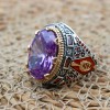 Amethyst Men's Ring, Mens Handmade Ring, Turkish Handmade Silver Men Ring, Ottoman Men Ring, Men Jewelry, Gift for Him, 925k Sterling Silver