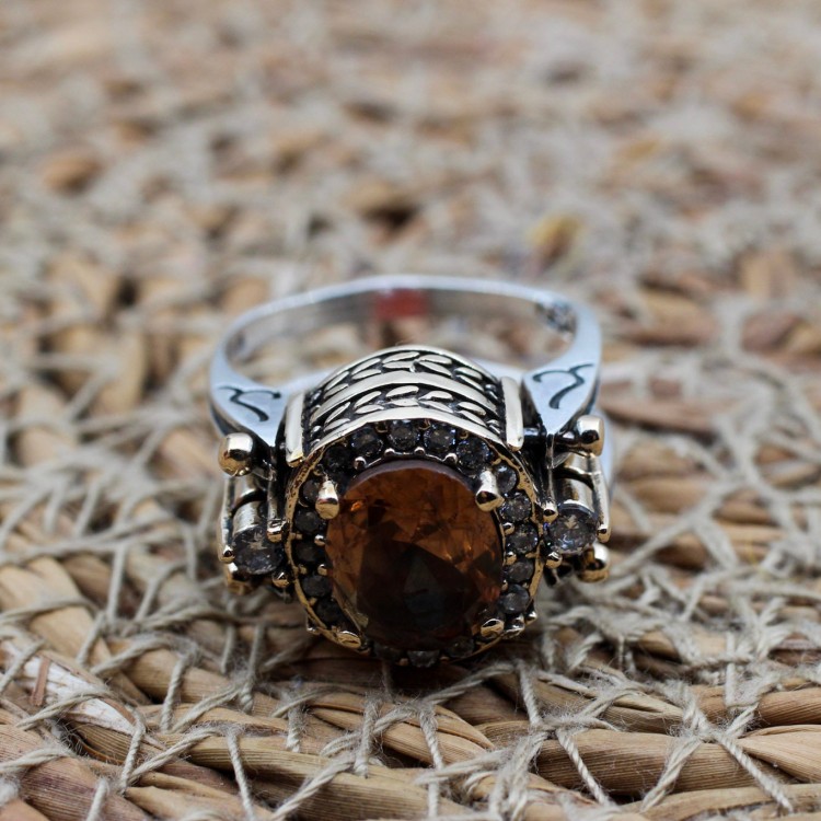 Alexandrite Ladies Ring, Two Stone Ladies Ring, Mystic Topaz Ring, Handmade Women Ring, Reversible Ring, Women's Ring, 925 Sterling Silver,