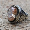 Turkish Handmade Silver Men's Ring, Men's Handmade Ring, Yemeni Ring, Topaz Men's Ring, Ottoman Ring, Gift for Him, 925k Sterling Silver,