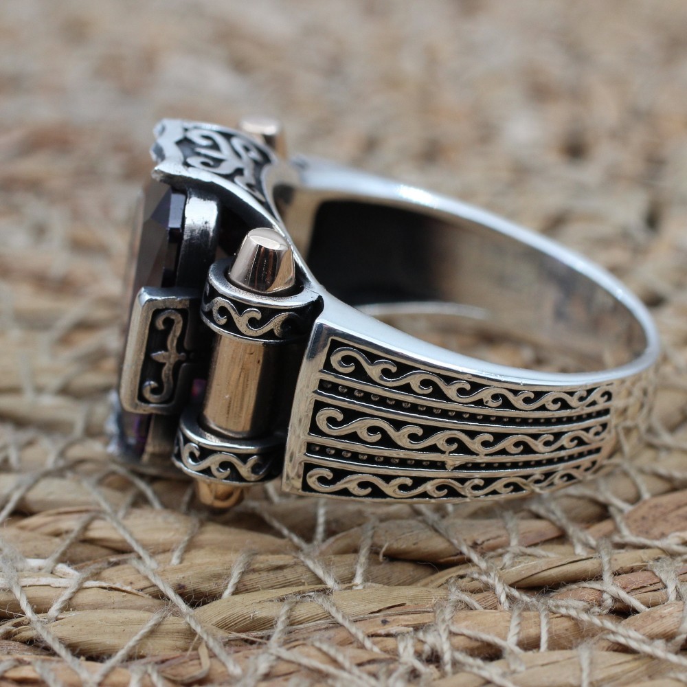 Men's Handmade Ring, Turkish Handmade Silver Men's Ring, Ottoman Ring, Amethyst Ring, Men's Jewelry, Amethyst, 925k Sterling Silver Ring Men's Handmade Ring, Turkish Handmade Silver Men's Ring, Ottoman Ring, Amethyst Ring, Men's Jewelry, Amethyst, 925k Sterling Silver Ring