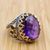 Men's Handmade Ring, Yemeni Ring, Amethyst Ring, Turkish Handmade Silver Men Ring, Ottoman Men Ring, Gift for Him, 925k Sterling Silver Ring