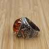 Amber Ring, Handmade Men's Ring, Ottoman Men Ring, Turkish Handmade Silver Ring, Men's Ring, Mens Jewelry, Gift for Him, 925 Sterling Silver