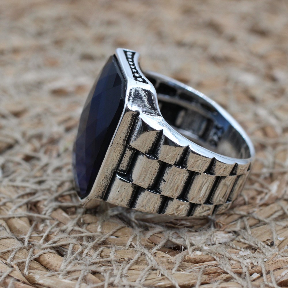 Turkish Handmade Silver Men Ring, Mens Handmade Ring, Ottoman Ring, Sapphire Ring, Men's Jewelry, Gift for Him, 925k Sterling Silver Ring Turkish Handmade Silver Men Ring, Mens Handmade Ring, Ottoman Ring, Sapphire Ring, Men's Jewelry, Gift for Him, 925k Sterling Silver Ring