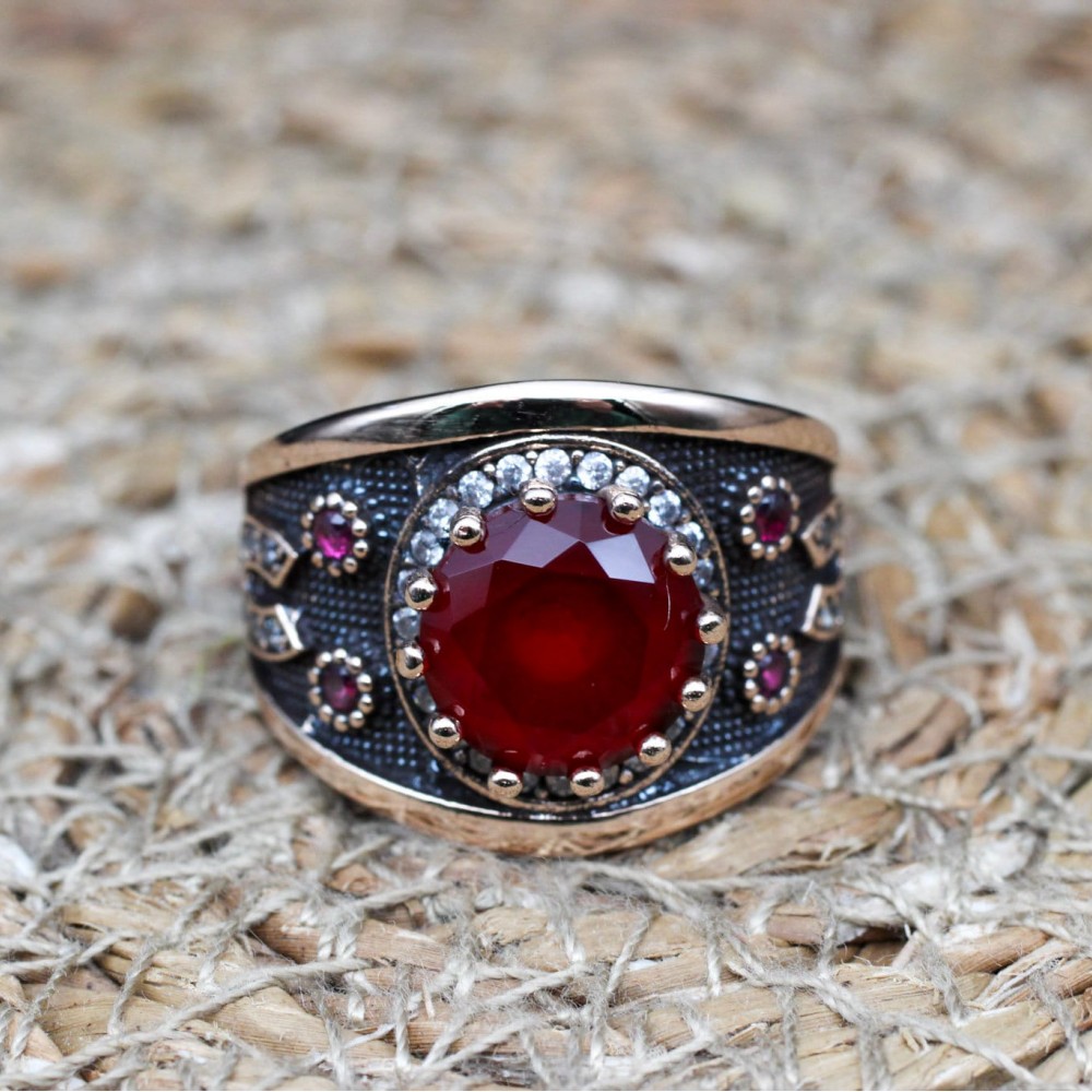 Ruby Ring, Handmade Women's Ring, Turkish Handmade Ring, Authentic Ring, Ottoman Ring, Ladies Ring, 925k Sterling Silver, Gift For Her,