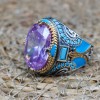 Amethyst Men's Ring, Mens Handmade Ring, Turkish Handmade Silver Men Ring, Ottoman Men Ring, Men Jewelry, Gift for Him, 925k Sterling Silver