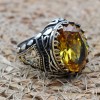 Citrine Men's Ring, Handmade Men's Ring, Turkish Handmade Ring, Ottoman Men's Ring, Men's Jewelry, Gift for Him, 925k Sterling Silver Ring