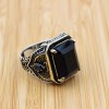 Sapphire Men's Ring, Turkish Handmade Silver Men's Ring, Mens Handmade Ring, Ottoman Ring, Men's Jewelry, Gift for Him, 925k Sterling Silver