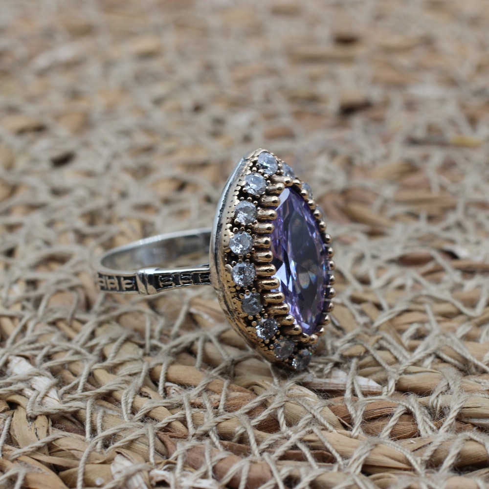 Amethyst Set, Authentic Set, Handmade Set Women, Turkish Handmade, Ladies Jewelry Set, Earring, Pendant, Ladies Set, 925k Sterling Silver