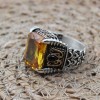 Men's Handmade Ring, Men Chain Model Ring, Citrine Men's Ring, Ottoman Men's Ring, Men's Jewelry, Gift for Him, 925k Sterling Silver Ring