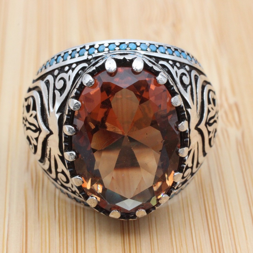 Men's Handmade Ring, Turkish Handmade Silver Men Ring, Ottoman Ring, Alexandrite Ring, Men's Jewelry, Alexandrite, 925k Sterling Silver Ring