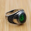 Emerald Ring, Mens Handmade Ring, Turkish Handmade Silver Men Ring, Ottoman Men Ring, Men's Jewelry, Gift for Him, 925k Sterling Silver Ring