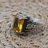 Men's Handmade Ring, Men Chain Model Ring, Citrine Men's Ring, Ottoman Men's Ring, Men's Jewelry, Gift for Him, 925k Sterling Silver Ring