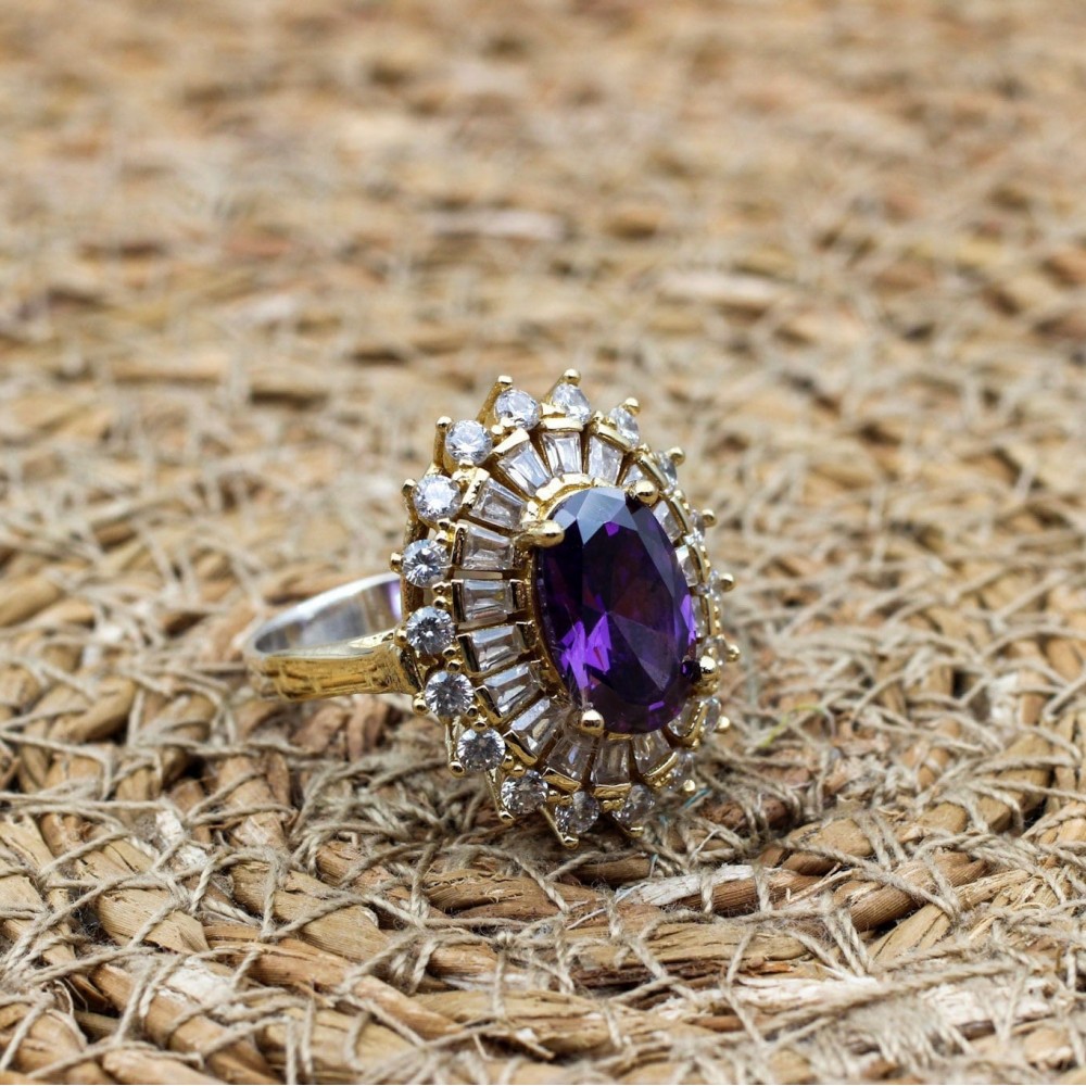Amethyst Ring, Handmade Women's Ring, Turkish Handmade, Silver Ladies Ring, Ottoman Ring, Authentic, Ladies Ring, 925k Sterling Silver Ring,
