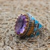 Amethyst Men's Ring, Mens Handmade Ring, Turkish Handmade Silver Men Ring, Ottoman Men Ring, Men Jewelry, Gift for Him, 925k Sterling Silver