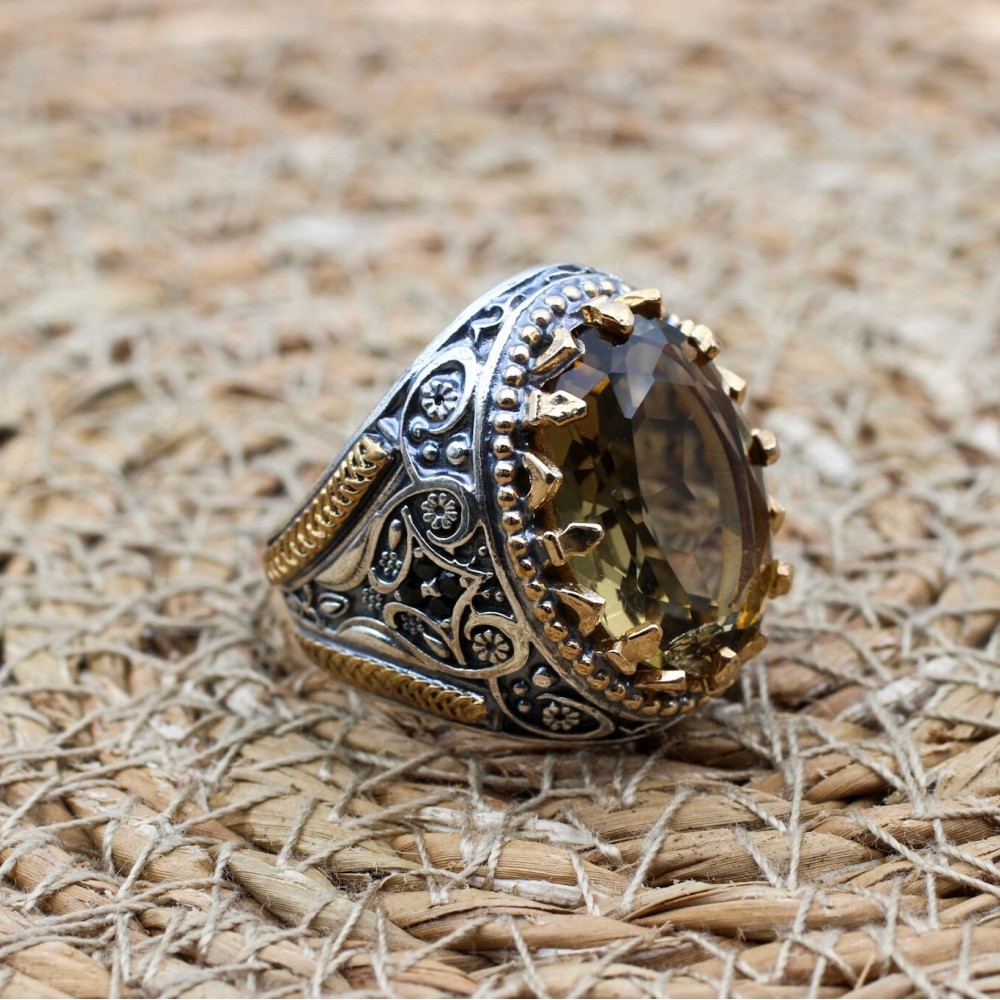 Men's Handmade Ring, Turkish Handmade Silver Mens Ring, Ottoman Ring, Alexandrite Ring, Men's Jewelry, Turquoise, 925k Sterling Silver Ring