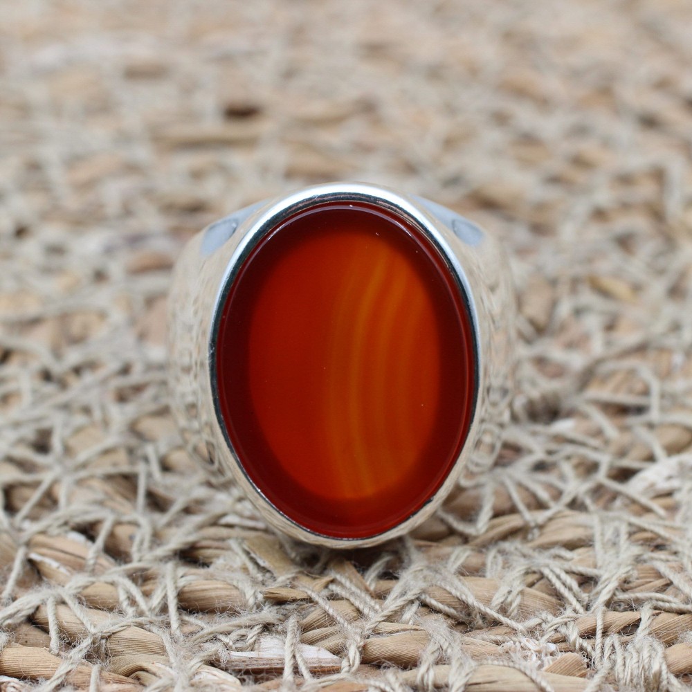 Men's Agate Ring, Handmade Ring, Turkish Handmade Silver Men Ring, Ottoman Men Ring, Men's Jewelry, Gift for Him, 925k Sterling Silver Ring