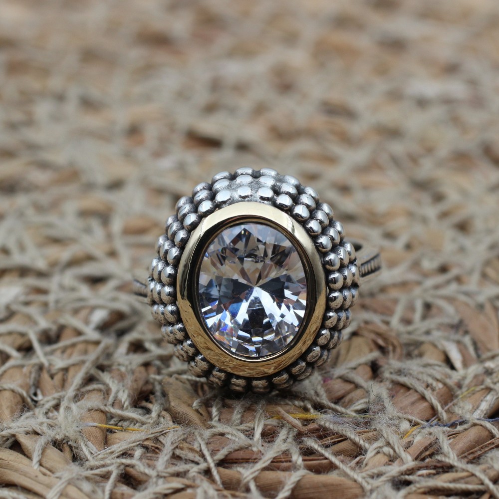 Handmade Women Ring, Zircon Ring, Turkish Handmade Ring, Authentic Ring, Ottoman Women Ring, Women Ring, Ladies Ring, 925k Sterling Silver,