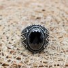 Turkish Handmade Silver Men's Ring, Men's Handmade Ring, Yemeni Men's Ring, Onyx Ring, Ottoman Ring, Gift for Him, 925k Sterling Silver,