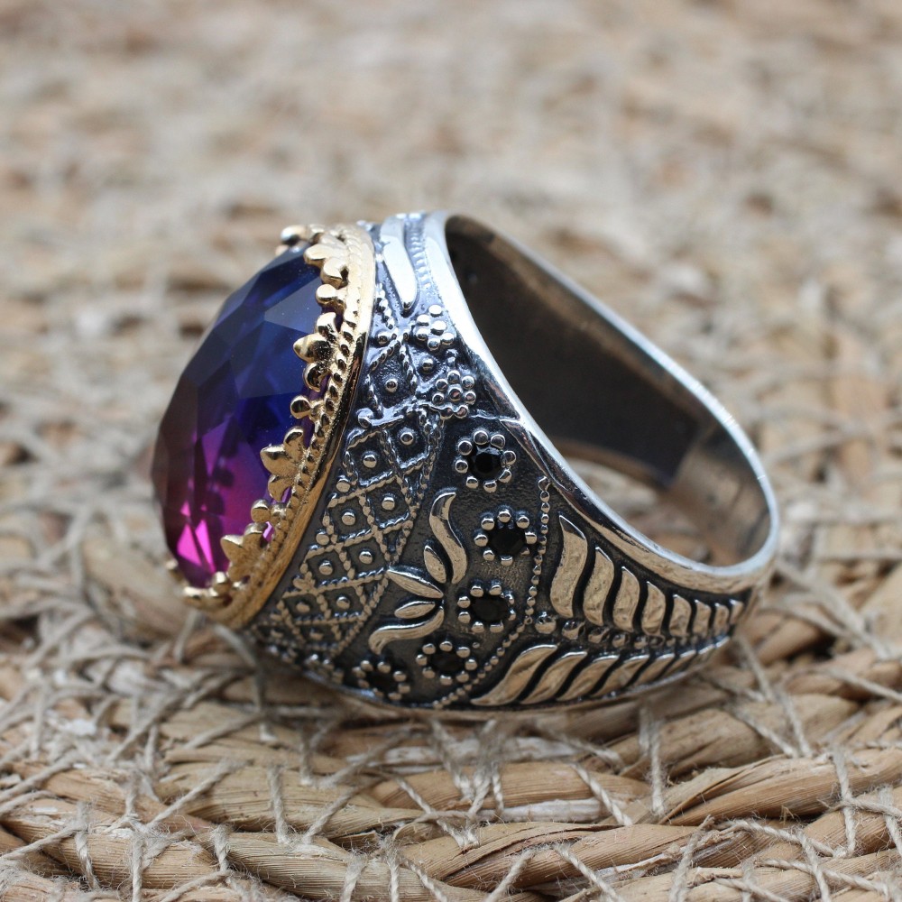 Men's Handmade Ring, Turkish Handmade Men's Ring, Ottoman Men's Ring, Tourmaline Men's Ring, Men's Ring, Gift for Him, 925k Sterling Silver Men's Handmade Ring, Turkish Handmade Men's Ring, Ottoman Men's Ring, Tourmaline Men's Ring, Men's Ring, Gift for Him, 925k Sterling Silver