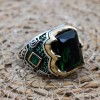 Emerald Men's Ring, Ottoman Men's Ring, Handmade Men's Ring, Turkish Handmade Men's Ring, Men's Jewelry, Gift for Him, 925 Sterling Silver