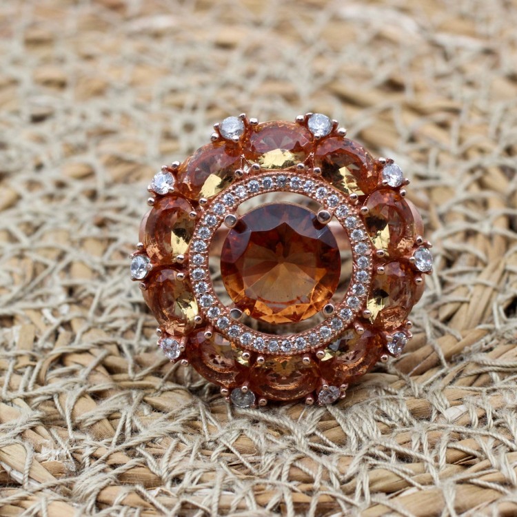 Alexandrite Women Ring, Handmade Ring, Turkish Handmade Silver Ladies Ring, Rose Gold Plated Ring, Ladies Ring, 925k Sterling Silver Ring