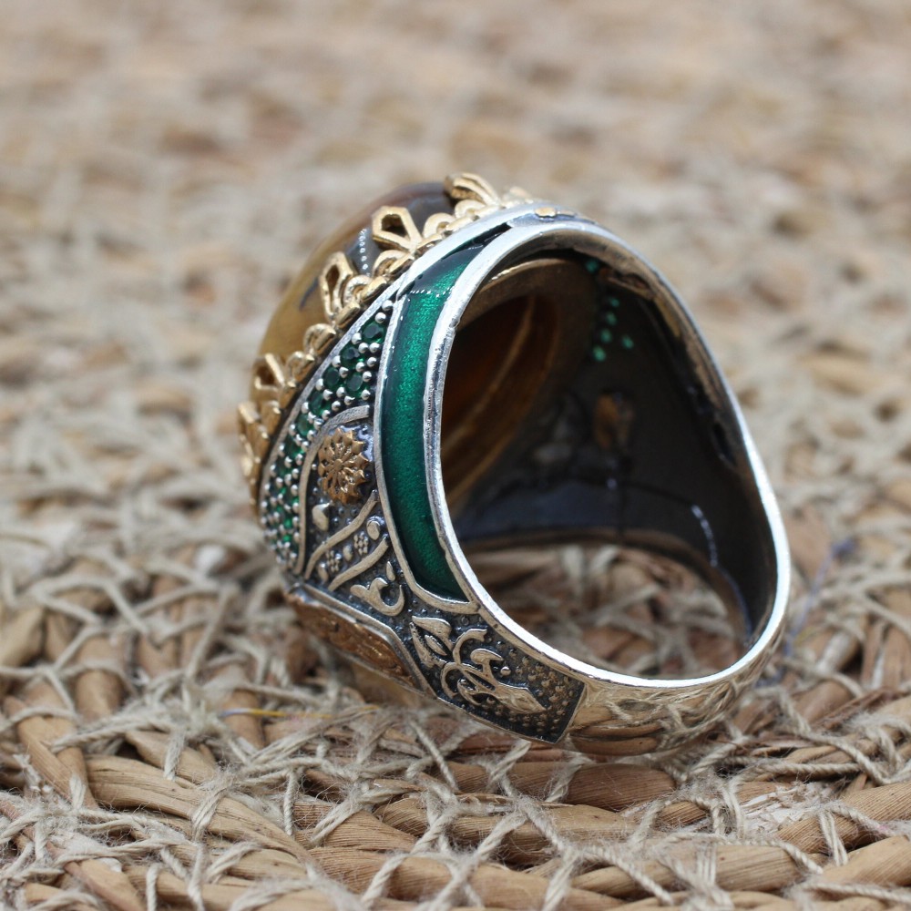 Tiger Eye Men's Ring, Ottoman Men's Ring, Handmade Men's Ring, Turkish Handmade Men's Ring, Men's Jewelry, Gift for Him, 925 Sterling Silver Tiger Eye Men's Ring, Ottoman Men's Ring, Handmade Men's Ring, Turkish Handmade Men's Ring, Men's Jewelry, Gift for Him, 925 Sterling Silver