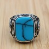 Turquoise Men's Ring, Handmade Ring, Turkish Handmade Silver Men Ring, Ottoman Ring, Men's Jewelry, Gift for Him, 925k Sterling Silver Ring