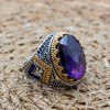 Amethyst Men's Ring, Mens Handmade Ring, Turkish Handmade Silver Men Ring, Ottoman Men Ring, Men Jewelry, Gift for Him, 925k Sterling Silver