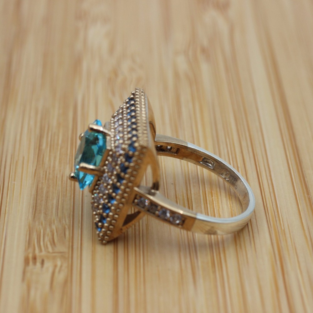 Turkish Handmade Ring, Silver Ladies Ring, Handmade Women Ring, Ottoman Women Ring, Aquamarine Ring, Ladies Ring, 925k Sterling Silver Ring,
