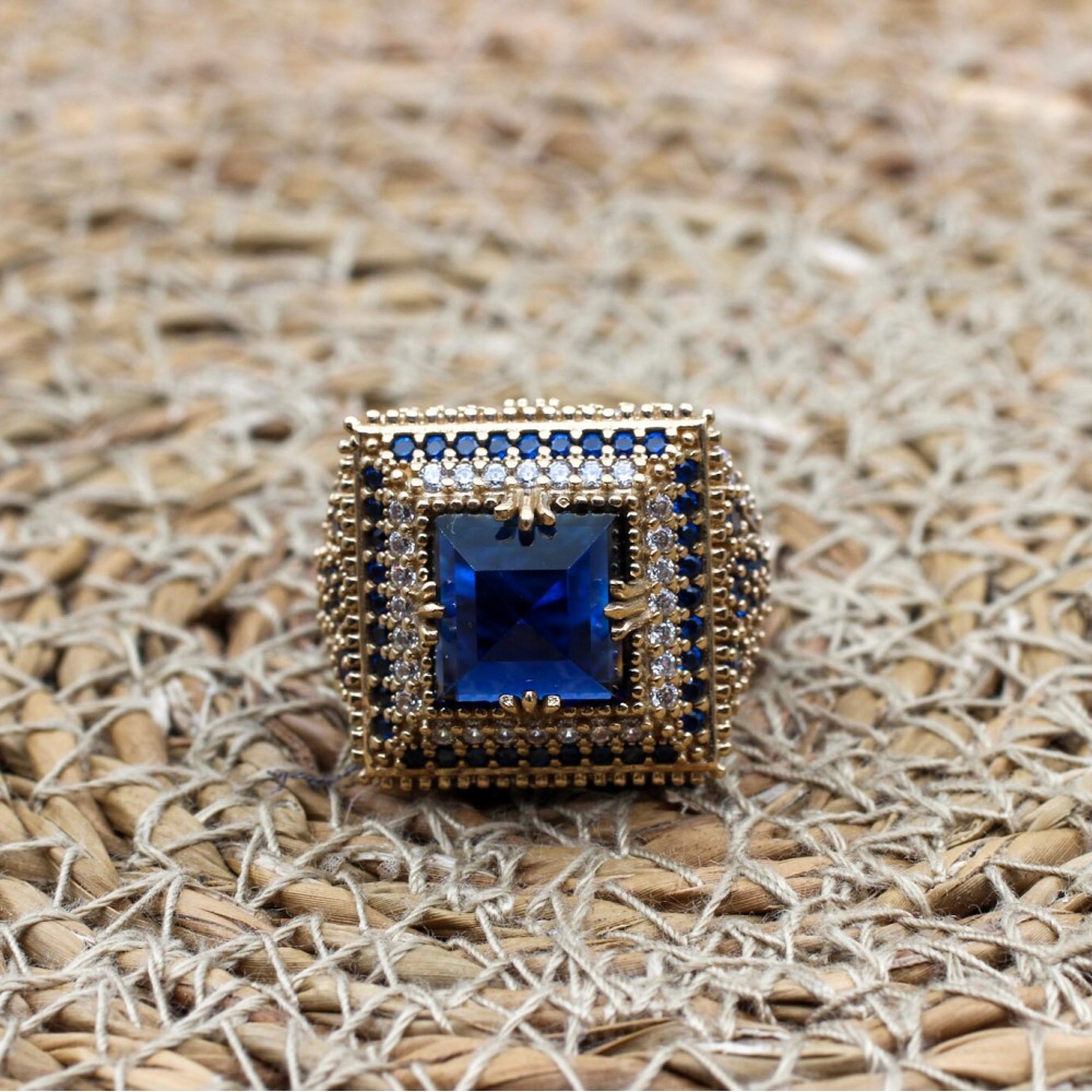 Sapphire Topaz Ring, Handmade Women's Ring, Authentic Ring, Turkish Handmade Ring, Ottoman Women Ring, Ladies Ring, 925k Sterling Silver